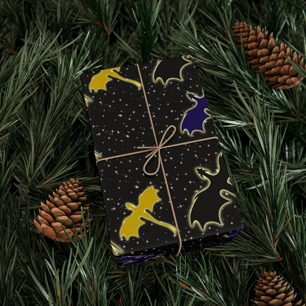 Three Dragons in Night Sky Wrapping Paper
