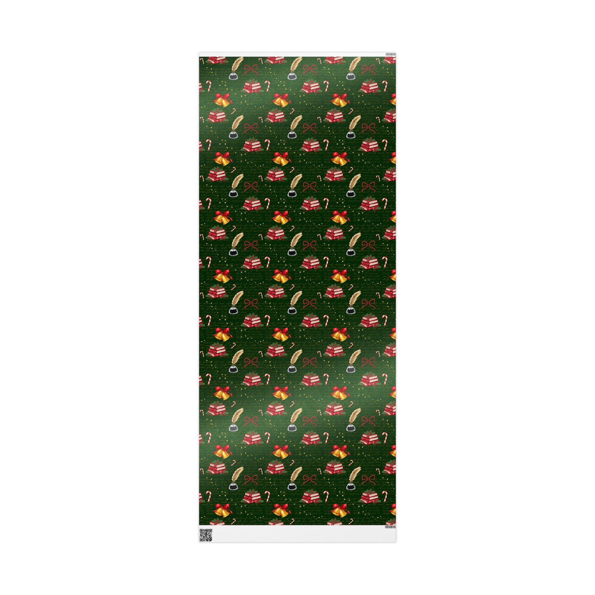 Bells and Books Green Wrapping Paper