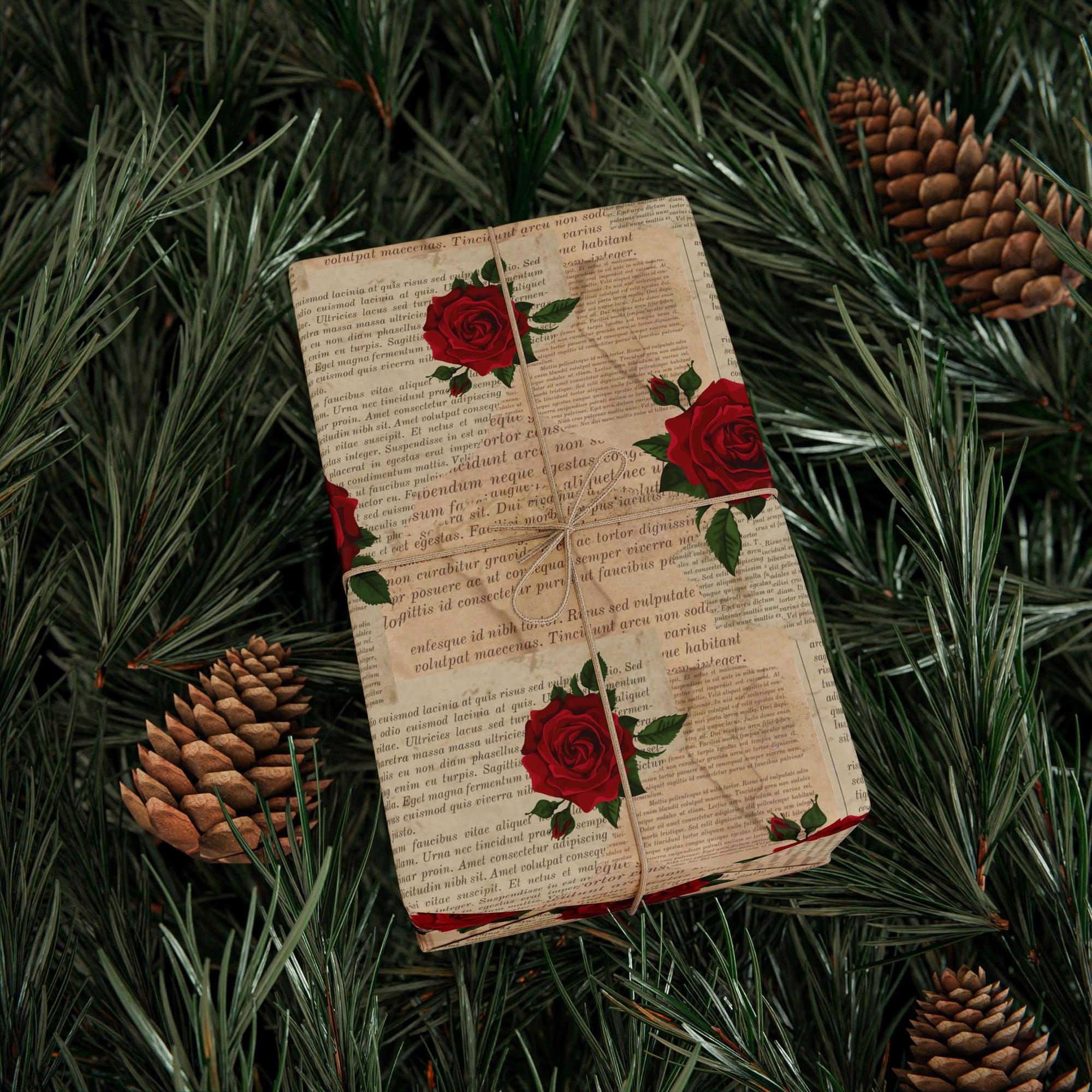 Pages and Roses Wrapping Paper