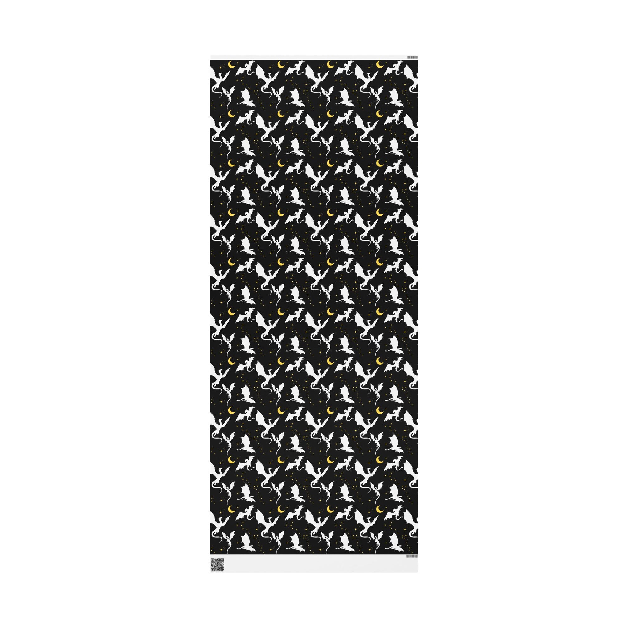 White Dragons in Black Night Wrapping Paper