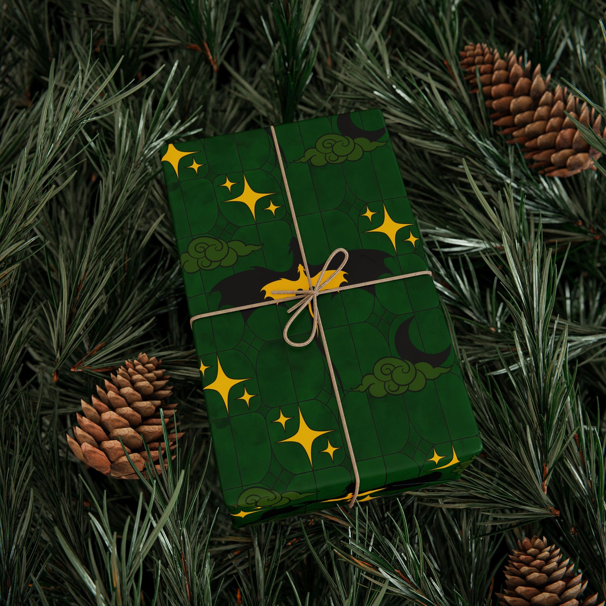 Dragon Green Stained Glass Wrapping Papers