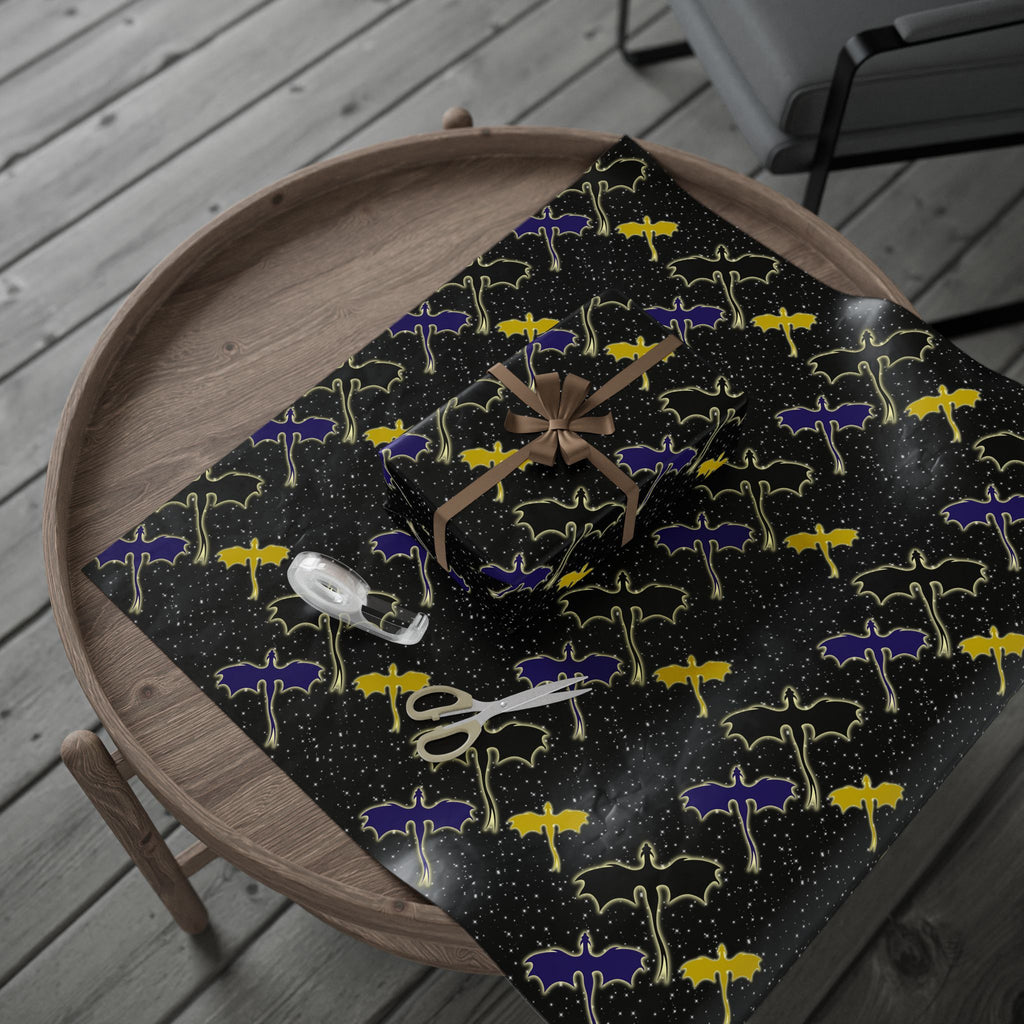 Three Dragons in Night Sky Wrapping Paper