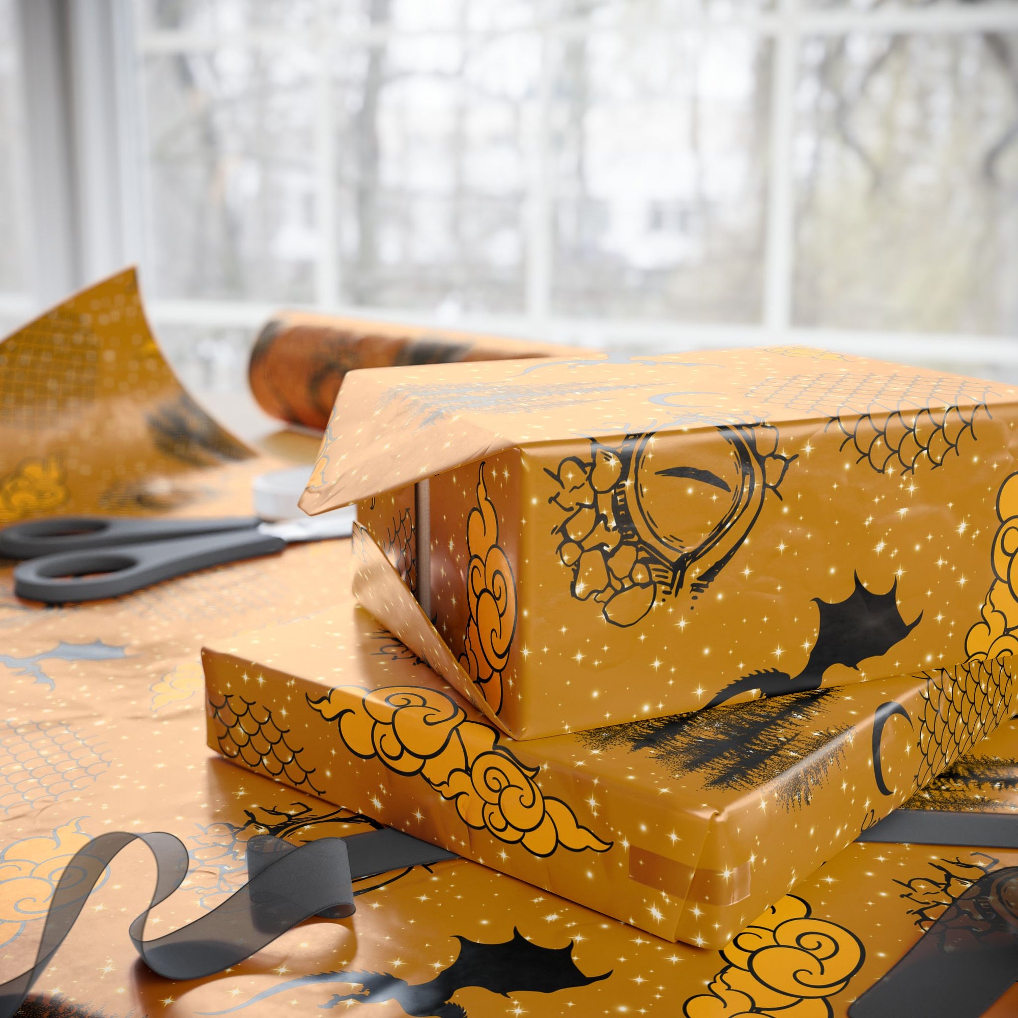 Golden Age of Dragons Wrapping Paper