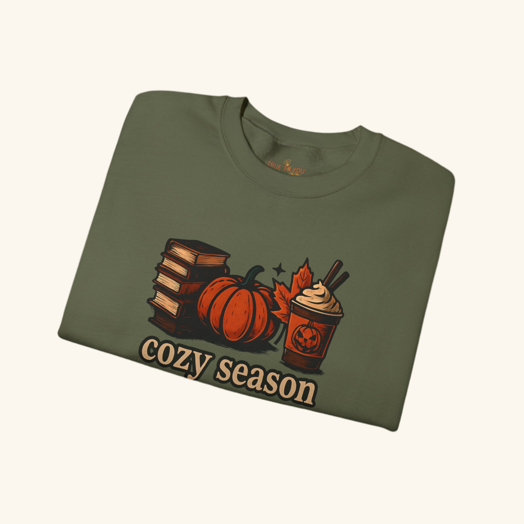 Spooky Cozy Season Crewneck Sweatshirt, Military Green