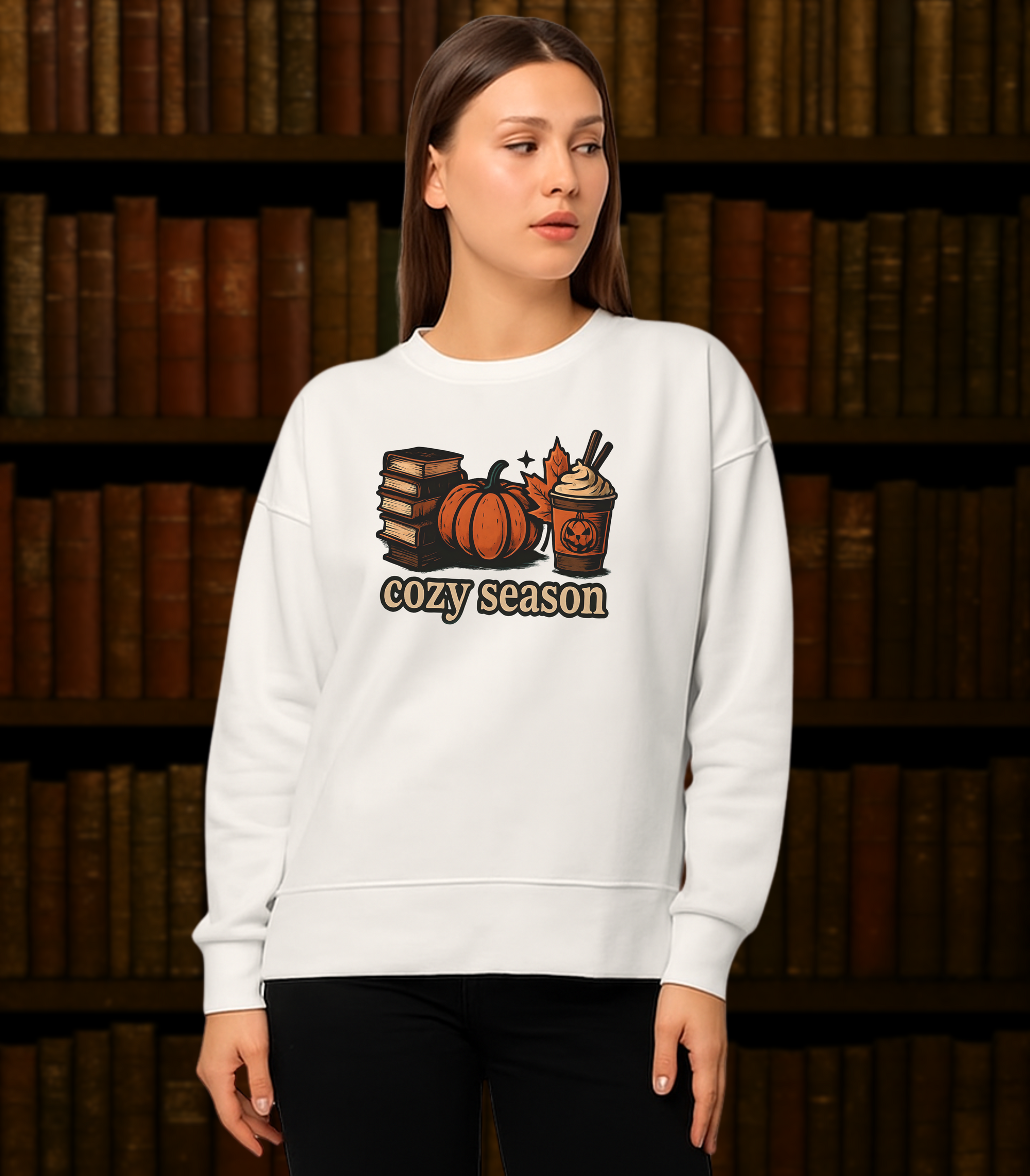 Spooky Cozy Season Crewneck Sweatshirt, White