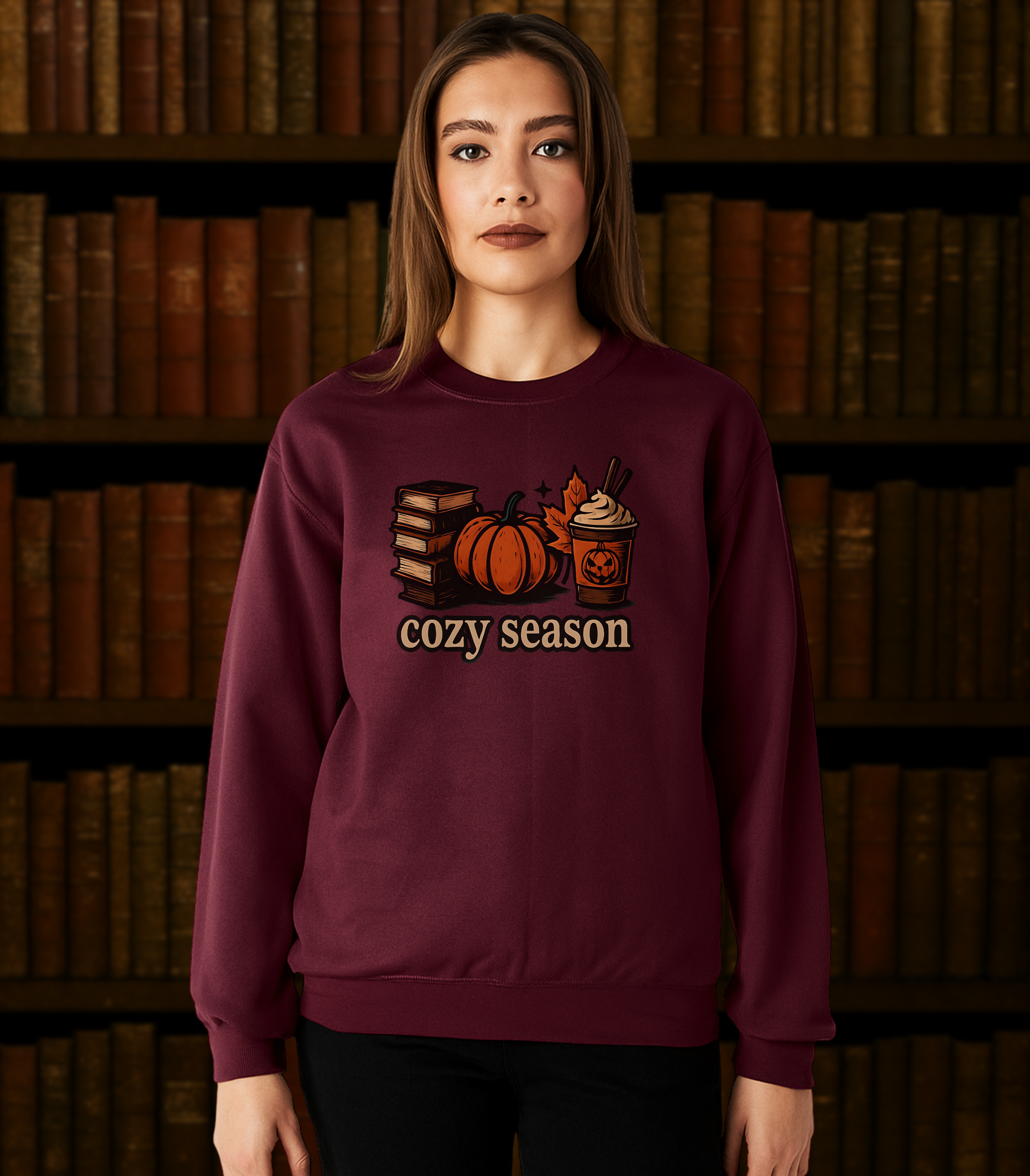 Spooky Cozy Season Crewneck Sweatshirt, Maroon