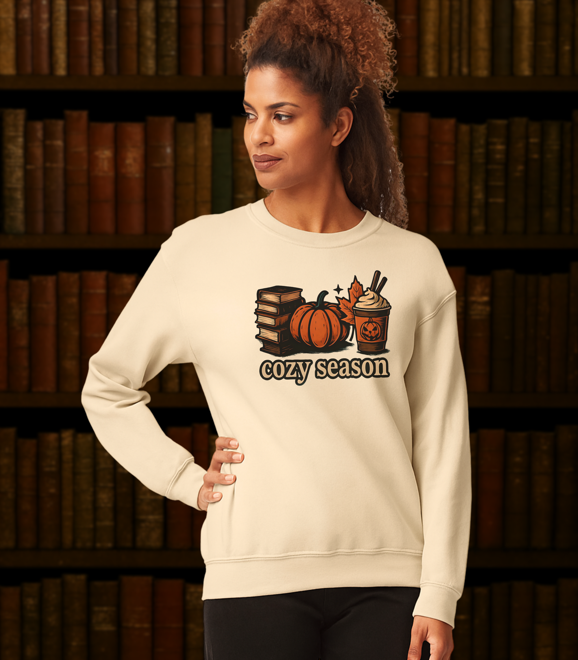Spooky Cozy Seazon Crewneck Sweatshirt, Sand